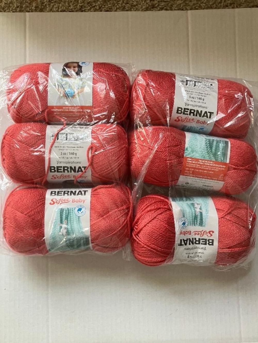 Bernat Baby Softee Yarn Soft Red (6 Skeins)